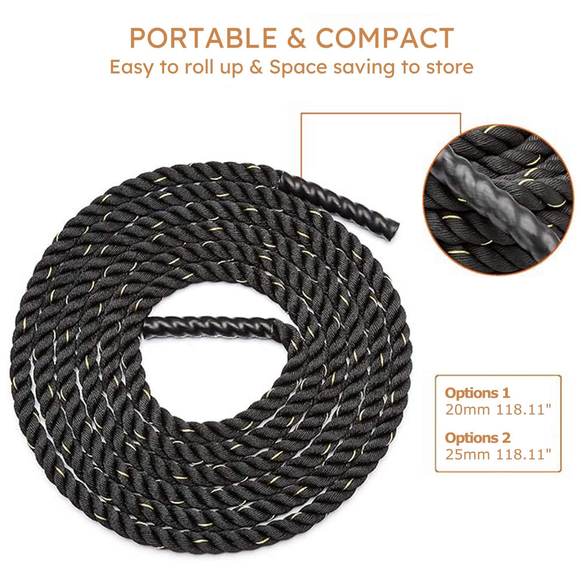 19/30FT Exercise Battle Rope for Home Gym Workout